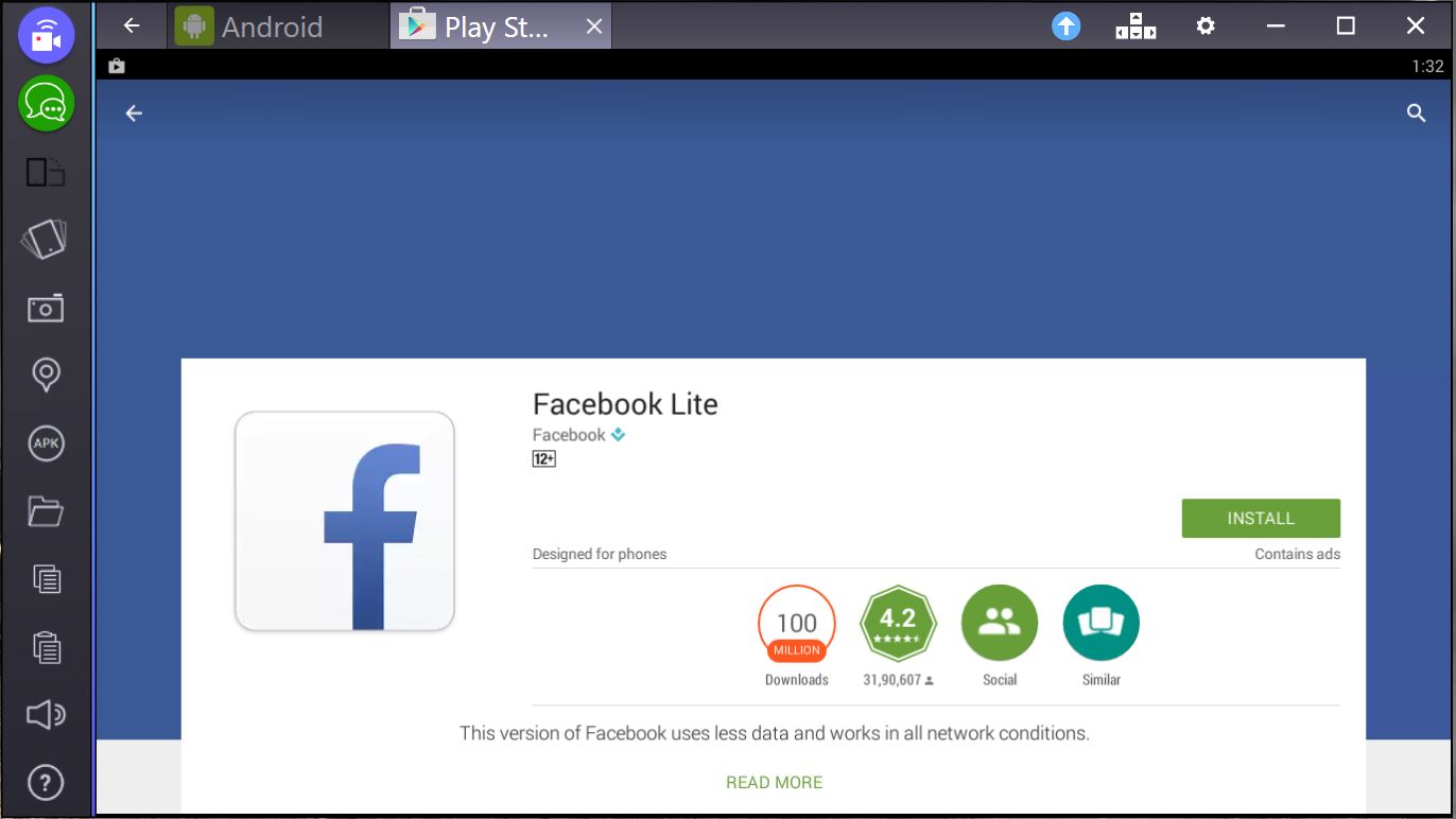 facebook lite download for pc window 10